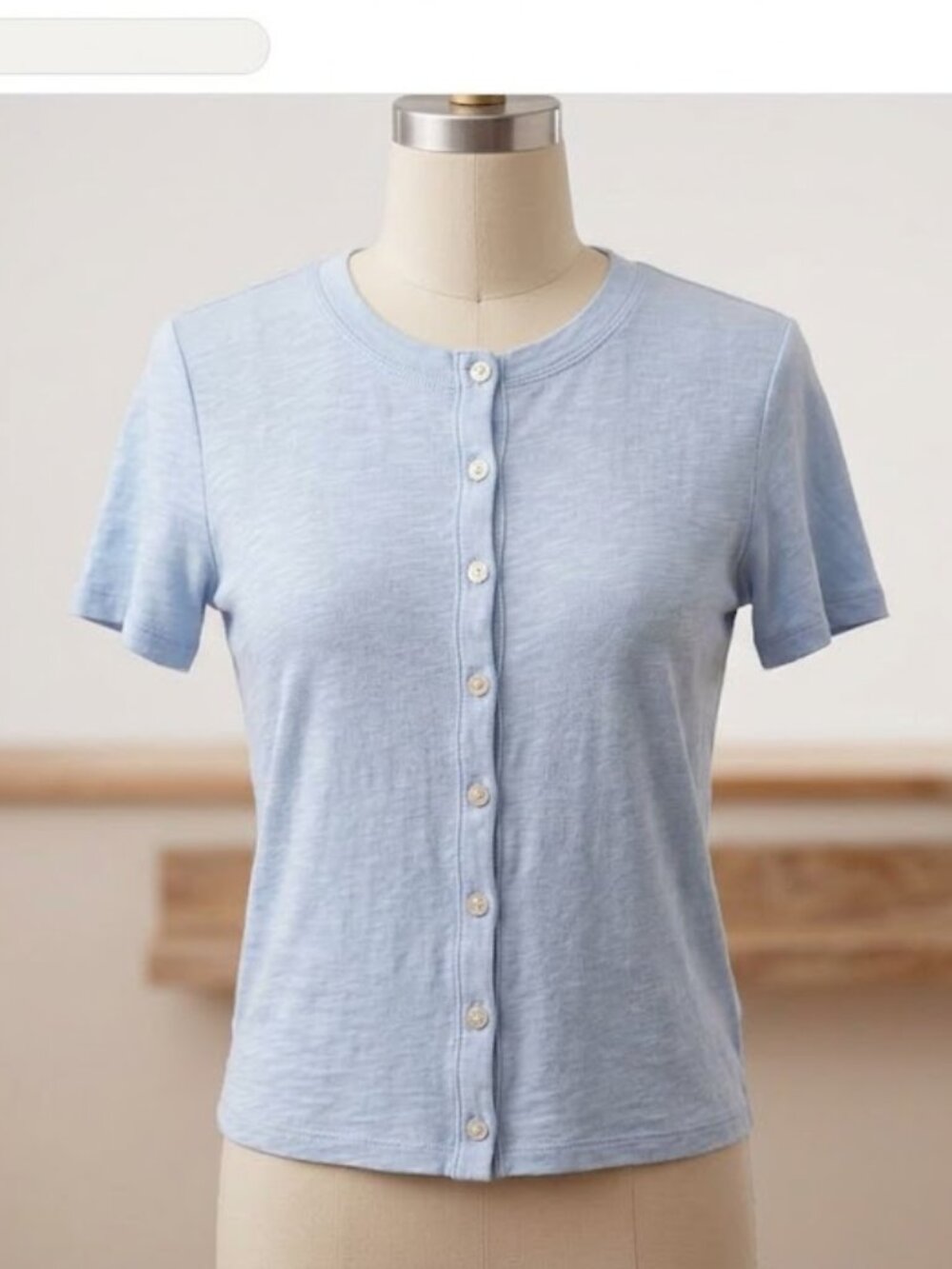 rag & bone Classic Slub Cotton Crewneck Short Sleeve  baby blue T-Shirt Size S